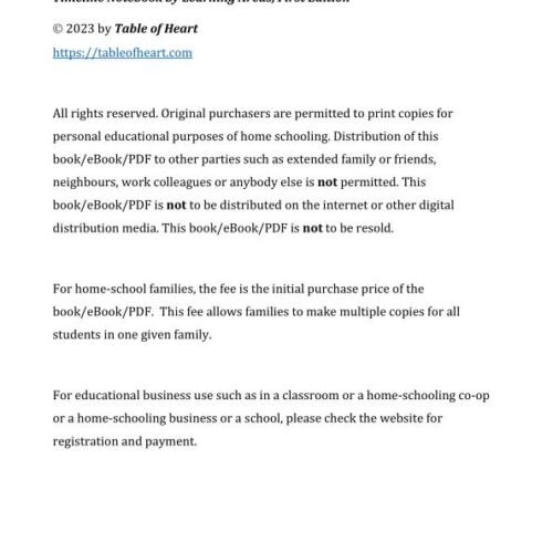 Timeline Notebook by Learning Areas (PDF)