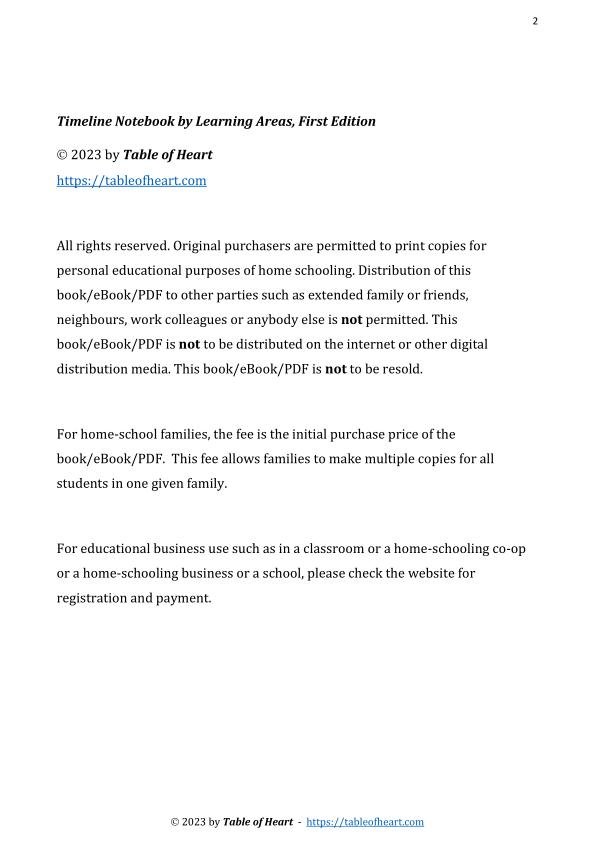 Timeline Notebook by Learning Areas (PDF)