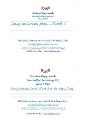 Copywork Cursive non-dotted font