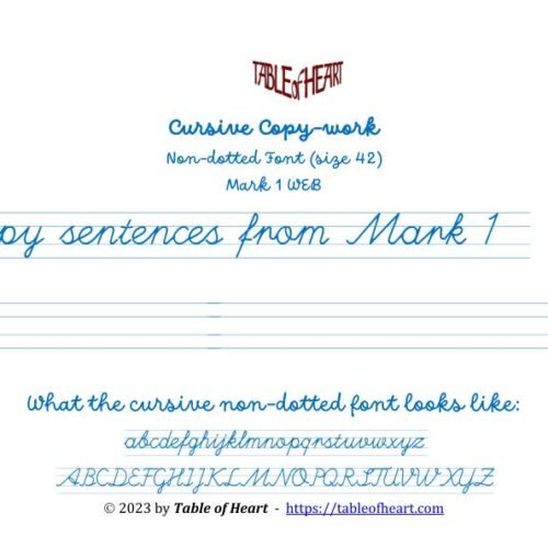 Mark 01 WEB - Cursive Copywork - No Dotted - size 42