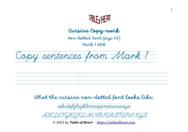 Mark 01 WEB - Cursive Copywork - No Dotted - size 42