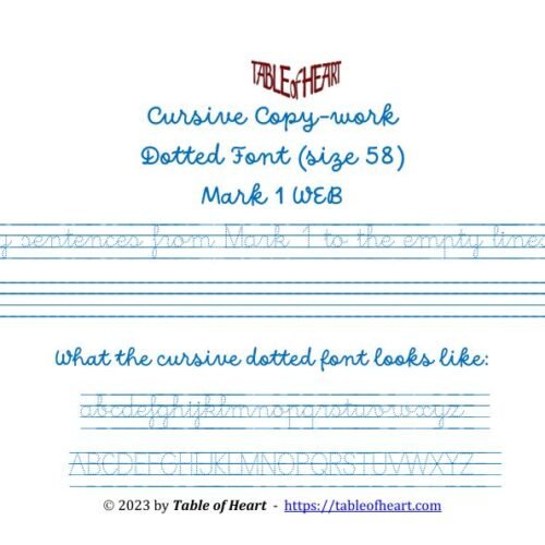 Mark 01 WEB - Cursive Copywork Dotted - size 58