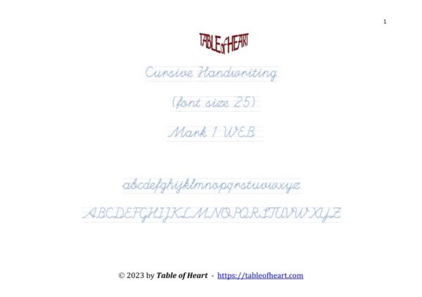 Mark 01 WEB - Cursive Handwriting-No Dotted - font size 25