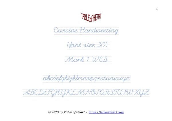 Mark 01 WEB - Cursive Handwriting-No Dotted - font size 30