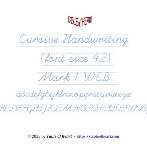 Mark 01 WEB - Cursive Handwriting-No Dotted - font size 42