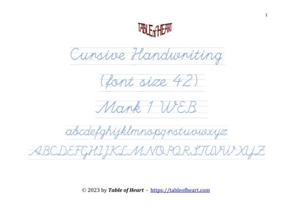 Mark 01 WEB - Cursive Handwriting-No Dotted - font size 42