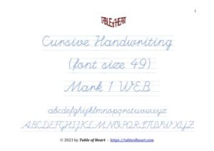 Mark 01 WEB - Cursive Handwriting-No Dotted - font size 49