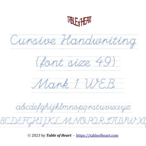 Mark 01 WEB - Cursive Handwriting-No Dotted - font size 49