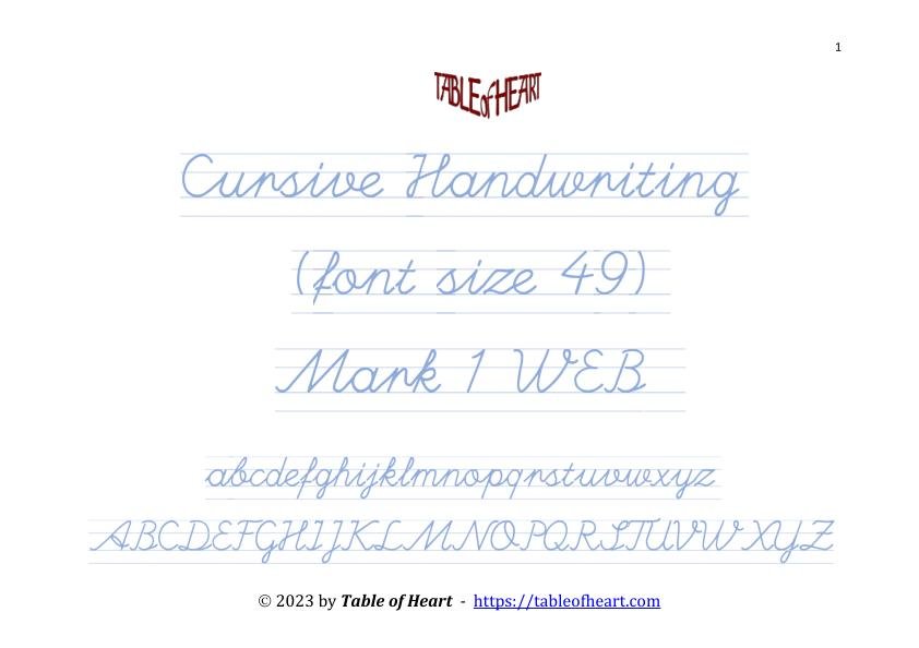 Handwriting cursive non-dotted font - size 49 – Mark