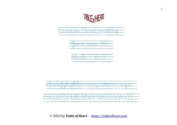 Mark 01 WEB - Cursive Handwriting Dotted - font size 35