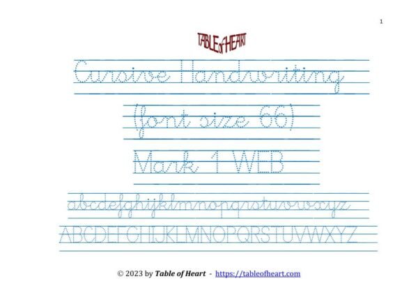 Mark 01 WEB - Cursive Handwriting Dotted - font size 66