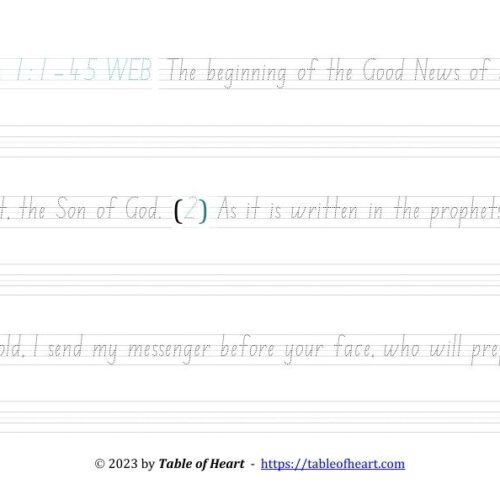 Copywork NSW ACT font - size 32 -  Gospel of Mark (PDF)