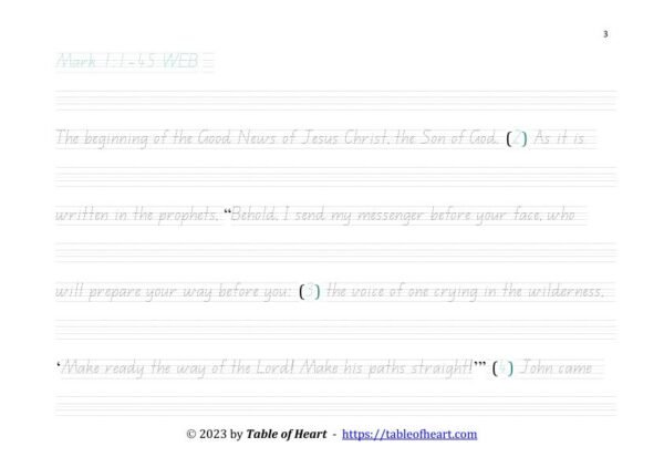 Mark 01 WEB - copywork - QLD - size 21_3 Copywork QLD font - size 21 - Gospel of Mark (PDF)