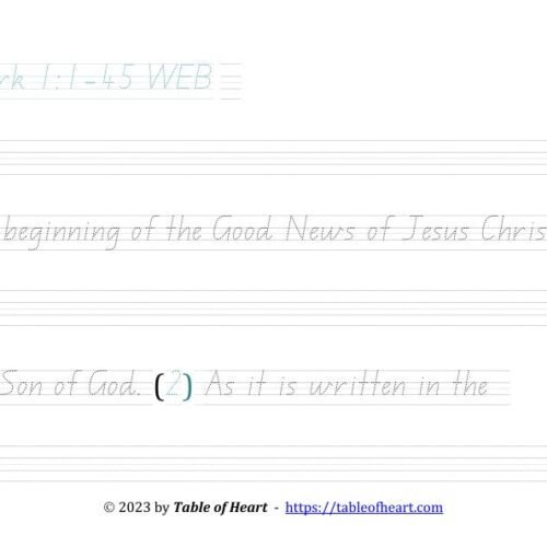 Copywork QLD font - size 33 -  Gospel of Mark (PDF)