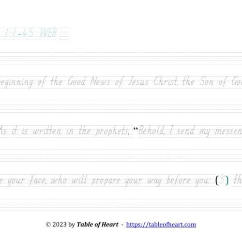 Copywork SA font - size 26 -  Gospel of Mark (PDF)