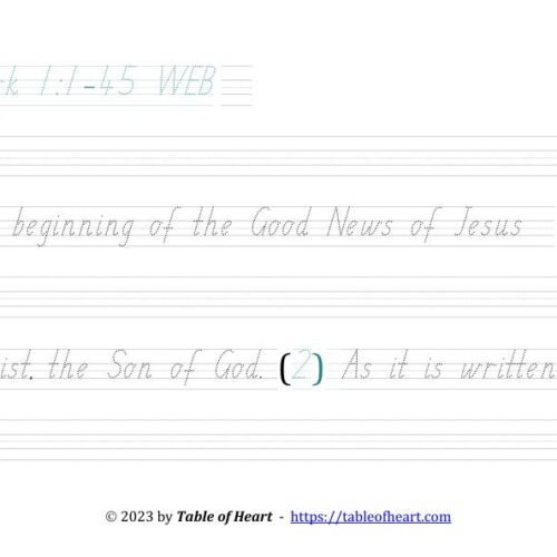 Mark 01 WEB - copywork - SA - size 38_3 Copywork SA font - size 38 - Gospel of Mark (PDF)
