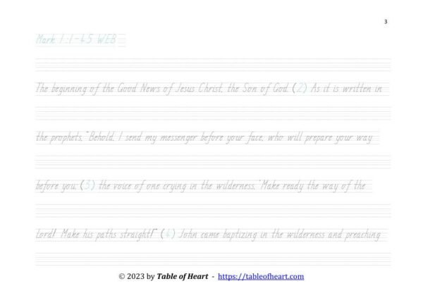 Mark 01 WEB - copywork - TAS - size 22_3 Copywork TAS font - size 22 - Gospel of Mark (PDF)