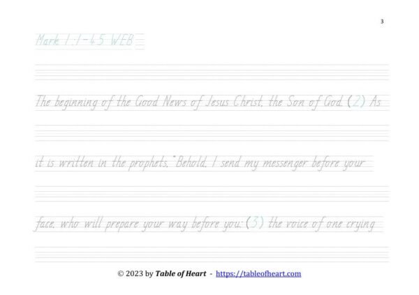 Mark 01 WEB - copywork - TAS - size 27_3 Copywork TAS font - size 27 - Gospel of Mark (PDF)