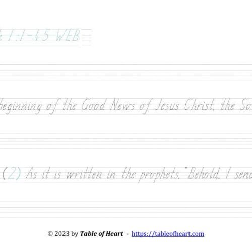 Copywork TAS font - size 33 -  Gospel of Mark (PDF)
