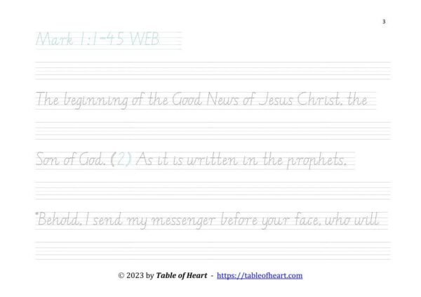 Copywork VIC WA NT font - size 30 -  Gospel of Mark (PDF)
