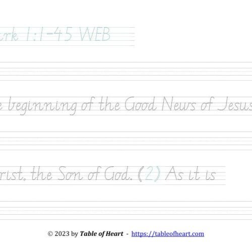 Mark 01 WEB - copywork - VIC WA NT - size 38_3 Copywork VIC WA NT font - size 38 - Gospel of Mark (PDF)