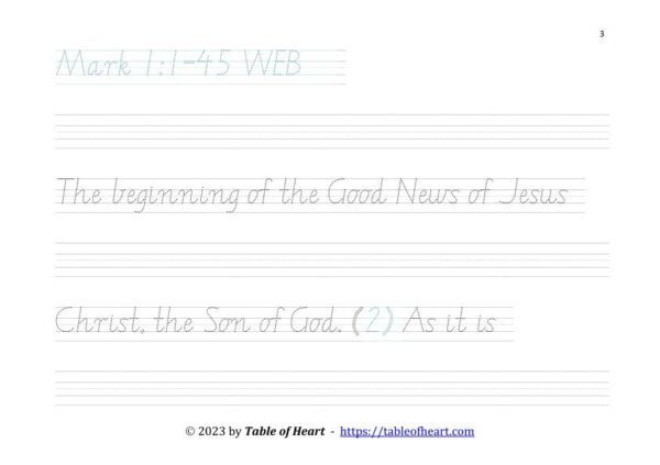 Mark 01 WEB - copywork - VIC WA NT - size 38_3 Copywork VIC WA NT font - size 38 - Gospel of Mark (PDF)