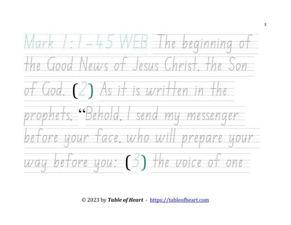 Handwriting tracing NSW ACT font - size 49 -  Gospel of Mark (PDF)