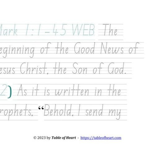 Mark 01 WEB - handwriting NSW ACT - size 58_3 Handwriting tracing NSW ACT font - size 58 - Gospel of Mark (PDF)