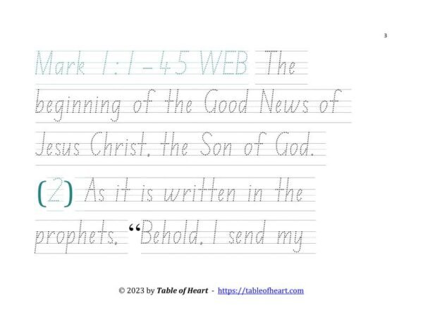 Mark 01 WEB - handwriting NSW ACT - size 58_3 Handwriting tracing NSW ACT font - size 58 - Gospel of Mark (PDF)