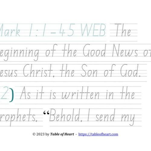 Handwriting tracing NSW ACT font - size 66 -  Gospel of Mark (PDF)