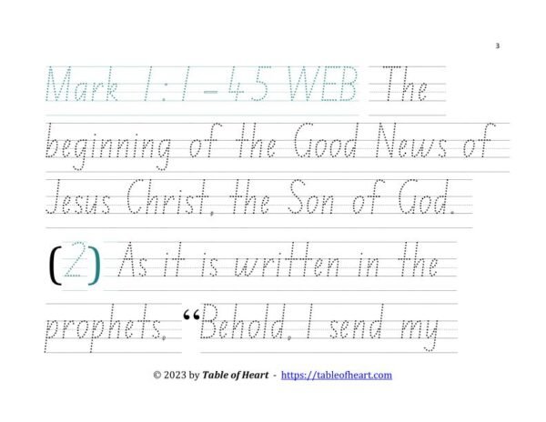 Handwriting tracing NSW ACT font - size 66 -  Gospel of Mark (PDF)