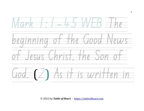 Handwriting tracing NSW ACT font - size 72 -  Gospel of Mark (PDF)