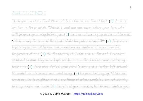 Handwriting tracing QLD font - size 21 -  Gospel of Mark (PDF)