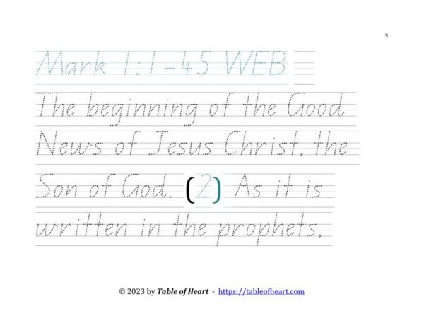 Handwriting tracing QLD font - size 58 -  Gospel of Mark (PDF)