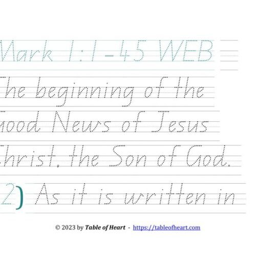Handwriting tracing QLD font - size 66 -  Gospel of Mark (PDF)