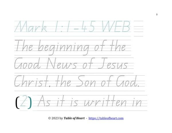 Handwriting tracing QLD font - size 66 -  Gospel of Mark (PDF)