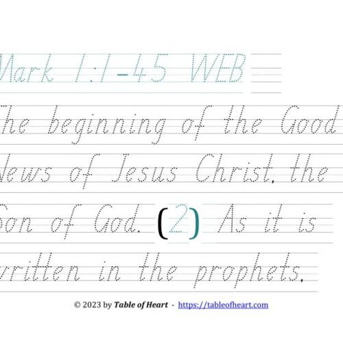 Handwriting tracing SA font - size 66 -  Gospel of Mark (PDF)