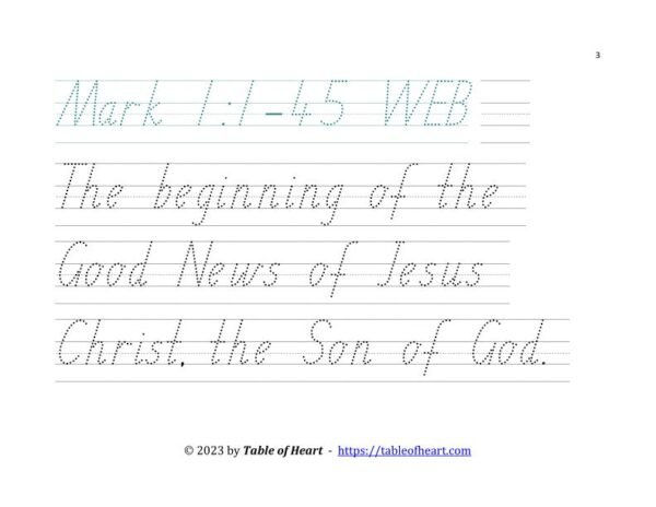 Handwriting tracing SA font - size 72 -  Gospel of Mark (PDF)