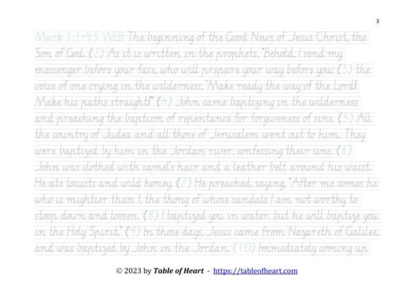 Mark 01 WEB - handwriting VIC WA NT - size 22_3 Handwriting tracing VIC WA NT font - size 22 - Gospel of Mark (PDF)