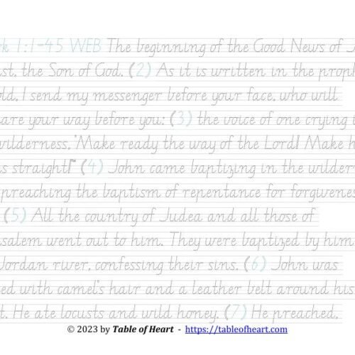 Mark 01 WEB - handwriting VIC WA NT - size 27_3 Handwriting tracing VIC WA NT font - size 27 - Gospel of Mark (PDF)