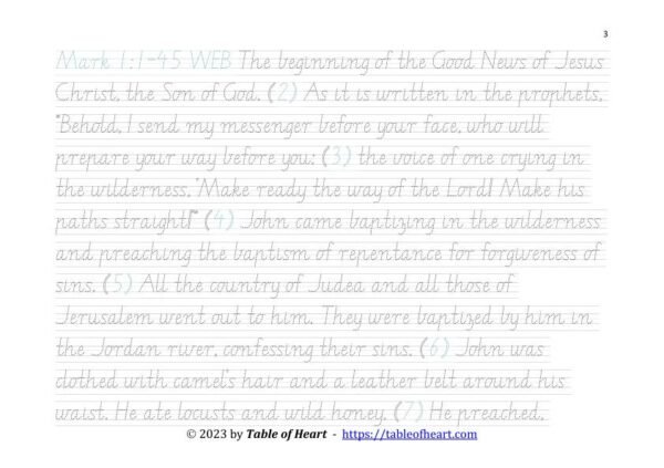 Mark 01 WEB - handwriting VIC WA NT - size 27_3 Handwriting tracing VIC WA NT font - size 27 - Gospel of Mark (PDF)