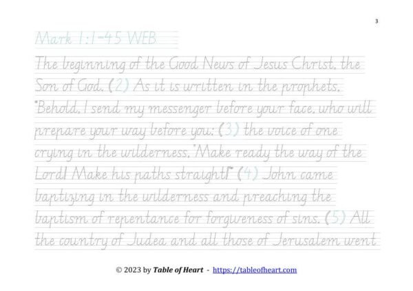 Handwriting tracing VIC WA NT font - size 30 -  Gospel of Mark (PDF)