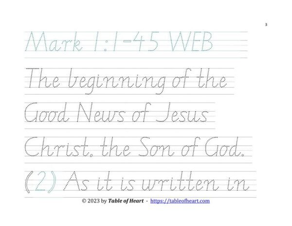 Handwriting tracing VIC WA NT font - size 66 -  Gospel of Mark (PDF)