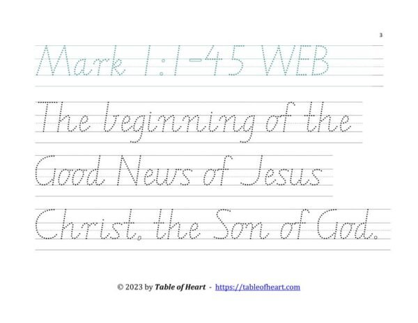 Handwriting tracing VIC WA NT font - size 72 -  Gospel of Mark (PDF)