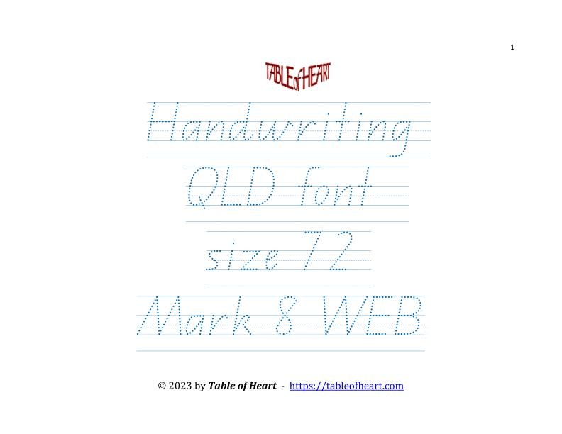 Mark 8 Handwriting Tracing QLD font size 72 worksheets