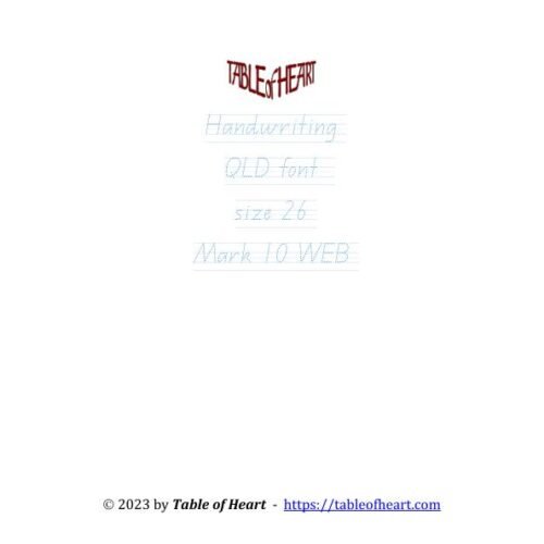 Mark 10 Handwriting Tracing QLD font size 26 worksheets