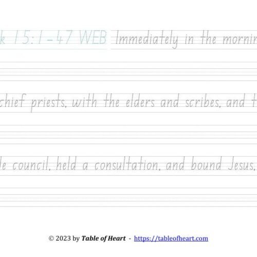 Mark 15 Copywork NSW ACT font size 38 worksheets