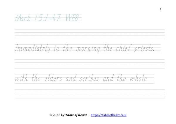 Mark 15 Copywork SA font size 38 worksheets