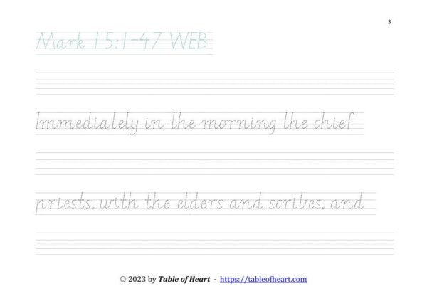 Mark 15 Copywork VIC WA NT font size 38 worksheets