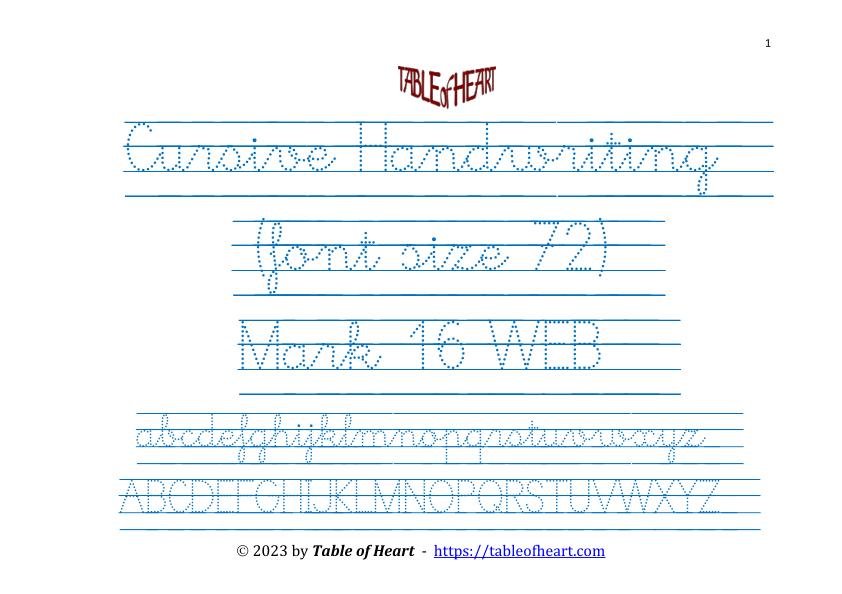 Cursive Dotted Mark 16 Handwriting Tracing cursive dotted font size 72